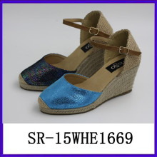 2015 moda feminina cinto de tornozelo cunha designer sandálias cunha Espadrille Wedges